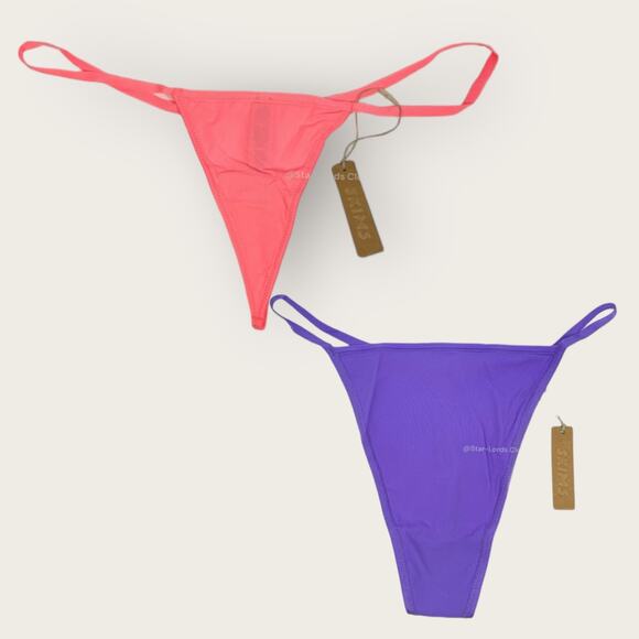 SKIMS Underwear Bundle | 2X Plus Size | T String Thong Violet Pink Neon Bright - Picture 1 of 7